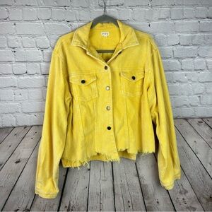 Anthropologie POL Women’s Large Yellow Cropped Button Up Corduroy Jacket LINW